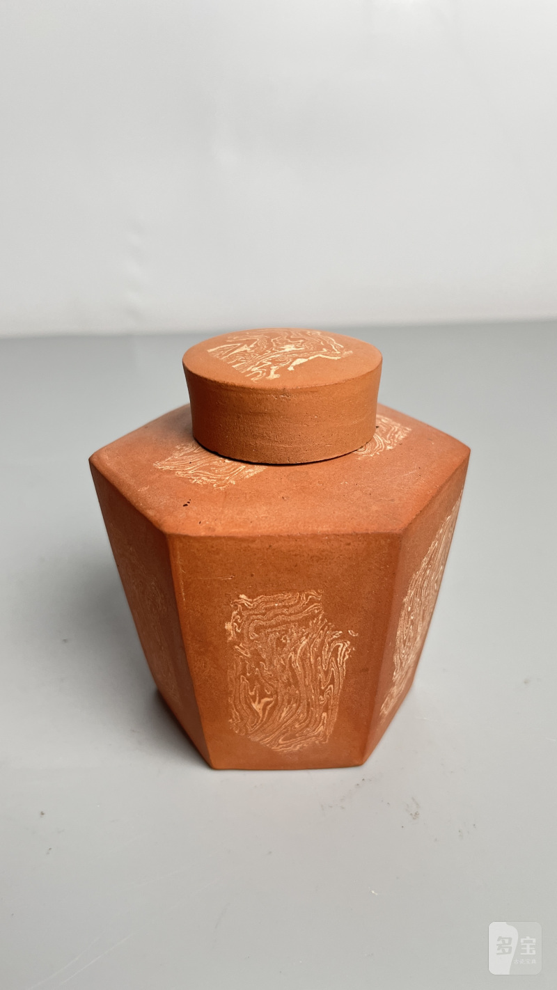 清早期 紫砂六棱茶叶罐 - 图5